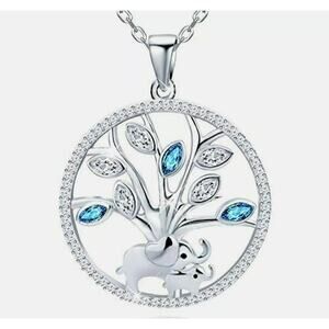 Distance 925 Sterling Silver Elephant Tree of Life Pendant Necklace NIB